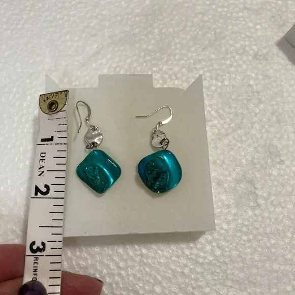 Elegant Silver and Teal Earrings Set ( 2 pairs ) - Picture 10 of 11